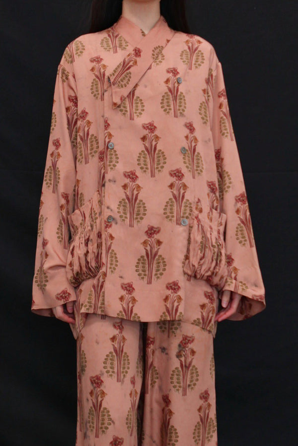 Mutedance 25 Spring/Summer Silk Slant-Breasted Bouquet Top MD-MD25SS123-ROSE
